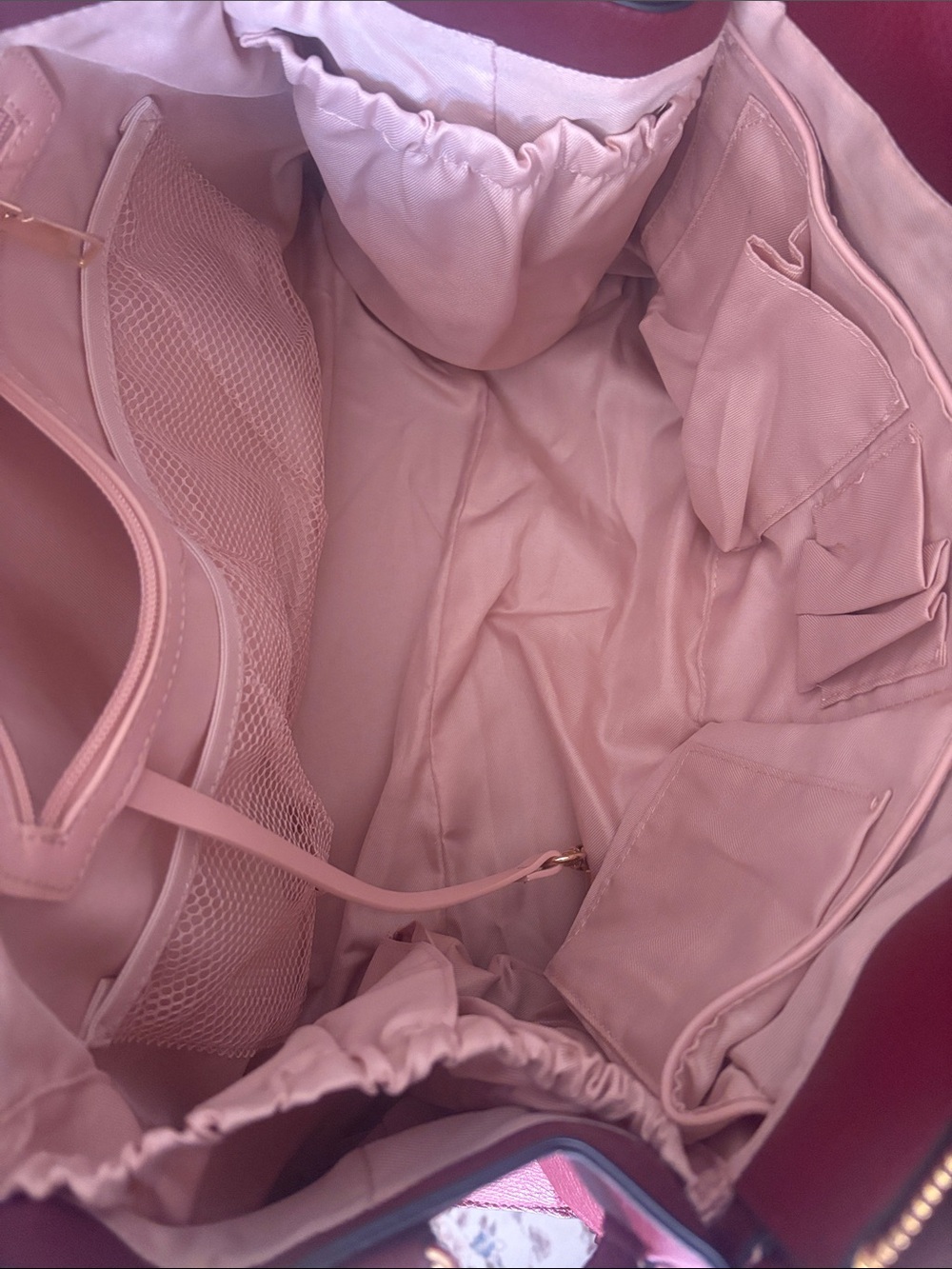 Poppy & Peonies Deep Wine Pebble Leather Satchel - Picture 9 of 11